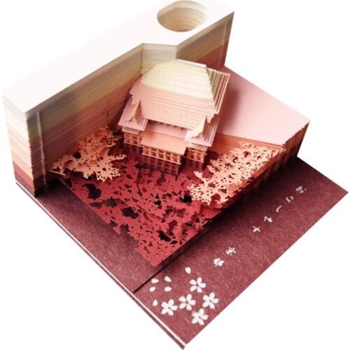 Omoshiroi Block 160Sheets 3D Color Sticky Notes Kiyomizu Temple Memo Pad Cute Bookmarks Adult Office Stationery Wedding Gifts