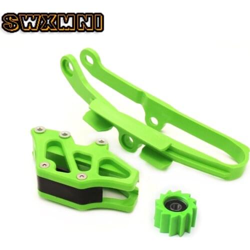 Green Chain Guide Guard Swingarm Chain Slide Slider Roller Tensione Guide Cover Kit For Kawasaki KX250F KX450F 2009-2015