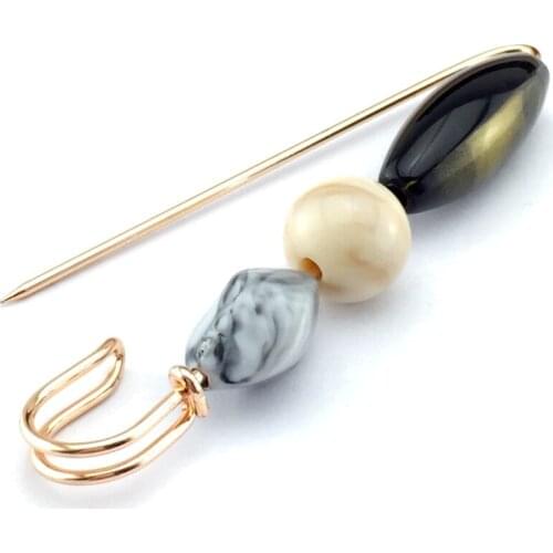 ZEROUP Rose Gold Color Metal Brooch Pin Beads Jewelry accessories for Women Men Garment length:8.6x2.0cm