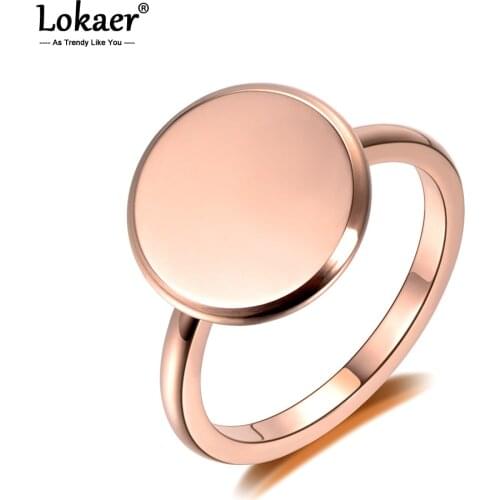 Lokaer Rose Gold Full Moon Rings For Women Anel Jewelry Stainless Steel Geometric Round Finger Bague Femme Wedding Gift R18072