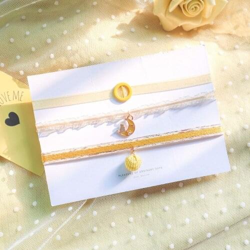 Korean Style Yellow Lace Choker Necklaces for Women Fashion Sweet Rope Chain Short Clavicle Collares Neck Jewelry Gifts FS38