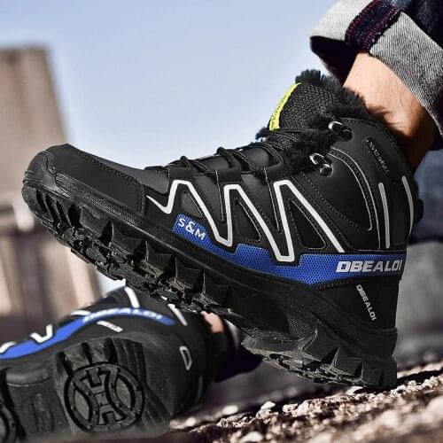 Winter Snow Boots Men Hiking Shoes Outdoor Warm Plush Lined Waterproof Combat Boots Trekking Ankle Boots