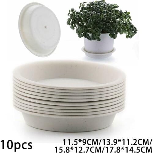 10pcs PP Round Succulent Plant Flower Pot Trays Planter Saucer Tray Flat-Side Watering Flowerpot Base