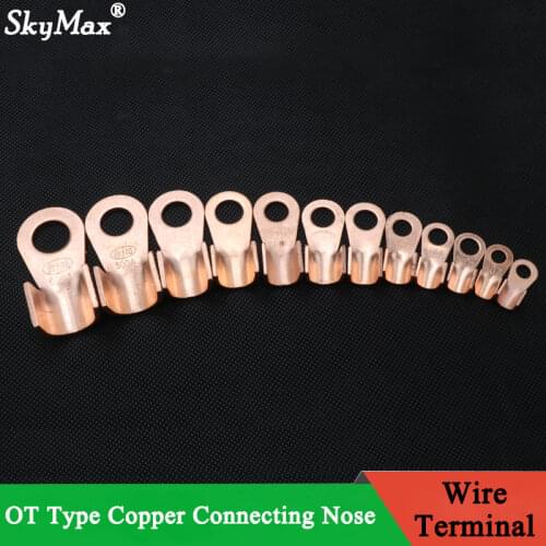 10pcs OT Type 3A 5A 10A 20A 30A 40A 50A 60A 80A Wire Terminal Red Copper Bare Nose Lugs Crimp Open Mouth Cable Connector Splice