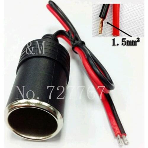 12v Female Car Cigar Cigarette Lighter Socket Plug Connector female socket cable High Quality 1.5mm2 18A 16awg