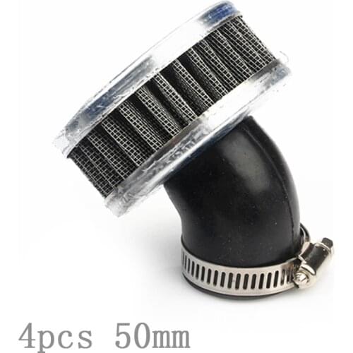 4pcs 50mm Motorcycle Bevel Air Cleaner Intake Filter Cleaner Washable Stainless Steel & Rubber