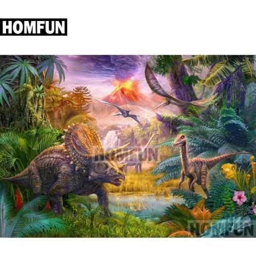 HOMFUN Full Square/Round Drill 5D DIY Diamond Painting "Animal dinosaur" Embroidery Cross Stitch 5D Home Decor Gift A01816