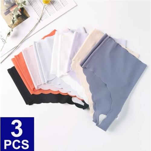 3PCS/Lot Seamless Underwear Women Ice Silk Sexy Lingerie Wavy Edge Panties Briefs Women Seamless Panties Women Cotton Thong