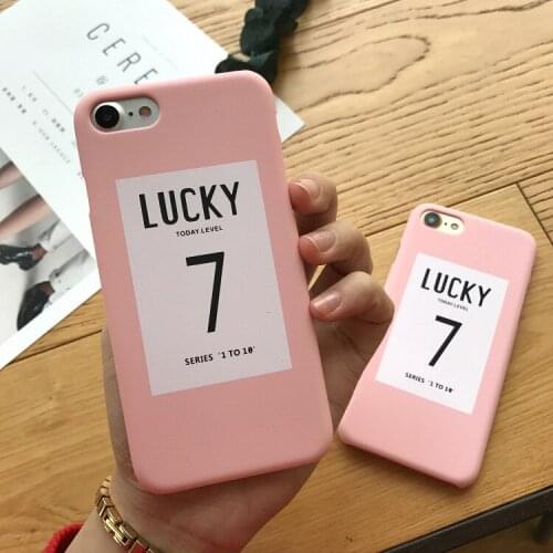 Phone Case for iPhone 6 7 8 Plus cases PINK Color Letters Lucky Letters 7 Hard PC Covers Coque for iPhone X Fashion cover capa