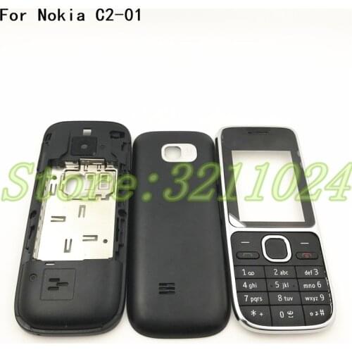 Brand New Full Housing Case Cover For Nokia C2-01 Shell Battery Cover Housing case + English And Hebrew keypad