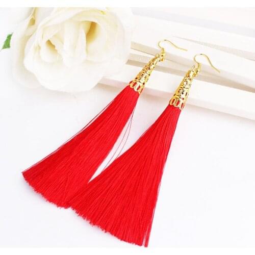 Long Tassel Earrings for Women Drop Fiber Dangle Brincos Boucle d'oreille Brush Earrings Fashion Jewelry Pendientes Bijoux