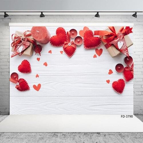 Red Heart Wooden Board Floor Photography Background Decoration Baby Shower Newborn Portrait Backdrop Photocall Photo Studio Prop