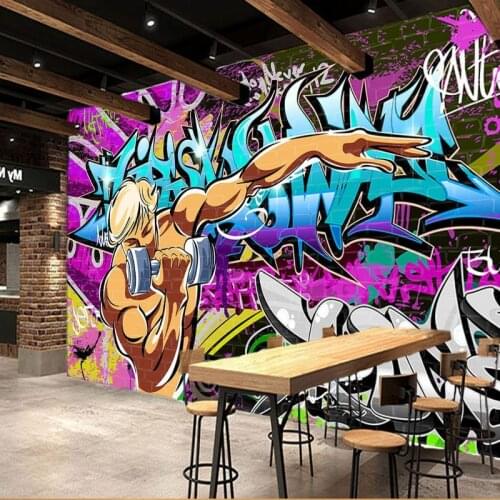 Photo wallpaper Personality Stereo street graffiti mural Sports Gymnasium Tooling Background Wallpaper Mural