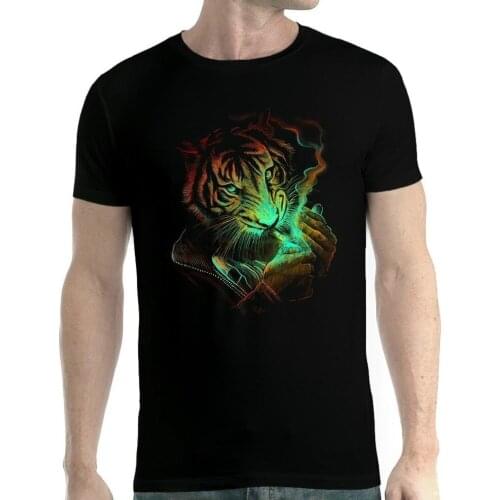 Tiger Smoking Killer Cigarette Lighter Cool Black T-Shirt For Man Women Tshirt
