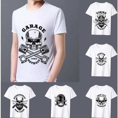 Mens T-Shirts with Skulls Graphic Series Street Tshirt Summer Commute Fashion Man Clothes Classic White Printing Male Tops Tee
