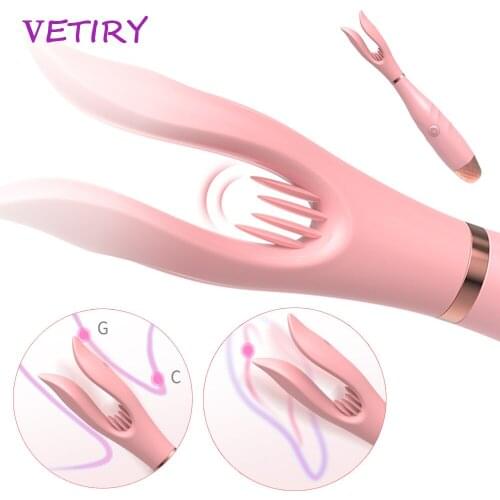 G-spot Vibrator Nipple Clamps Double Clip Vibrating Clitoris Stimulator for Woman 10 Modes Female Masturbation Sex Toys