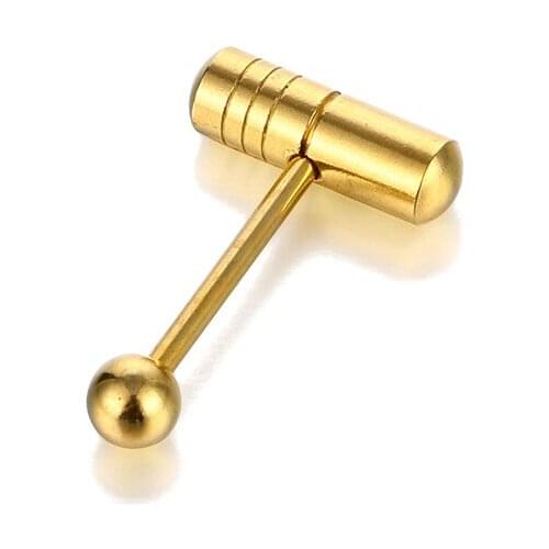 Stainless Steel Allergy-Proof Tongue Stud Hot Selling Tongue Ring Vacuum Plating Personalized Tongue Stud Piercing Jewelry