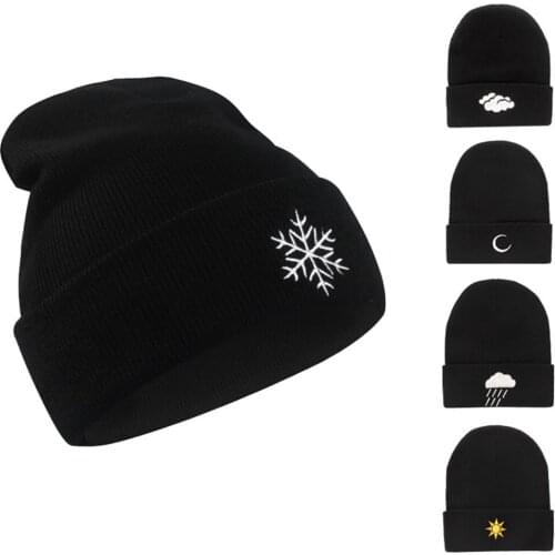 HanXi Embroidery Weather Hat Beanie Women Men Hip Hop Knitted Cap Unisex SkullCap Hats Gorro Ski Caps