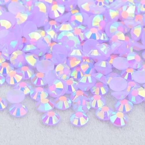 JUNAO 4 5 6mm Jelly Light Purple AB Flat Back Decoration Rhinestone Non Hotfix Crystal Stones Stickers Face Nail Art DIY Crafts