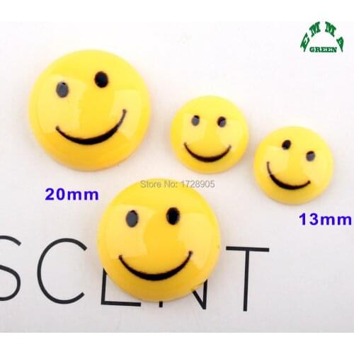 Resin Cabochons lovely Cartoon Smiley Face Round Shape Resin Flatback Cabochon Beads 20pcs Diy Jewelry Accessory