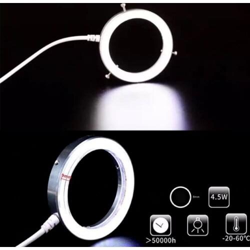 60 LED Ring Light for Microscope Brightness Adjustable STEREO ZOOM USB Plug Light Source Shadowless illuminator Lamp