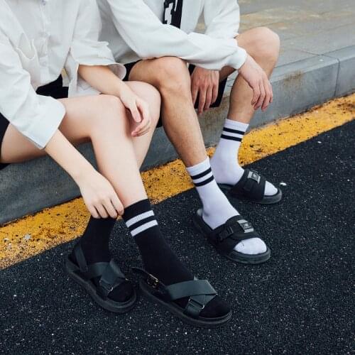 Striped Crew Short Socks Cute Cotton Funny Japanese High School Girls Boys Personality Harajuku Black White Kids School Socks
