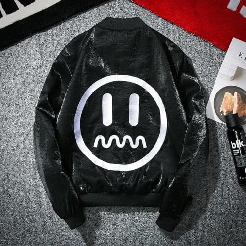 YuWaiJiaRen Fashion Mens Bomber Jackets Spring Autumn Smile Face Male Flying Baseball Jacket Outwear Veste Homme Teenager Coat