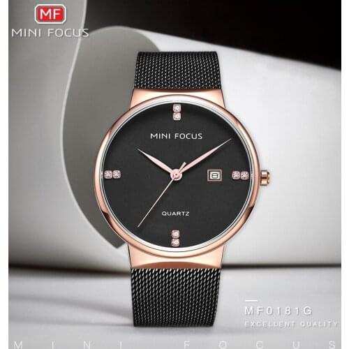 MINI FOCUS Men Watches Brand Luxury Mens Waterproof Quartz Watches Ultra Thin Mesh Strap Fashion Rhinestone Wrist Watch Relogios