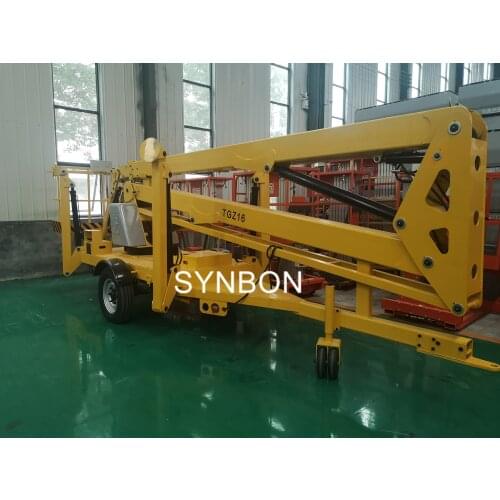 SYNBON 16m Mobile Articulated Towable Boom Mounted Hydraulic Folding Arm Lift Platform