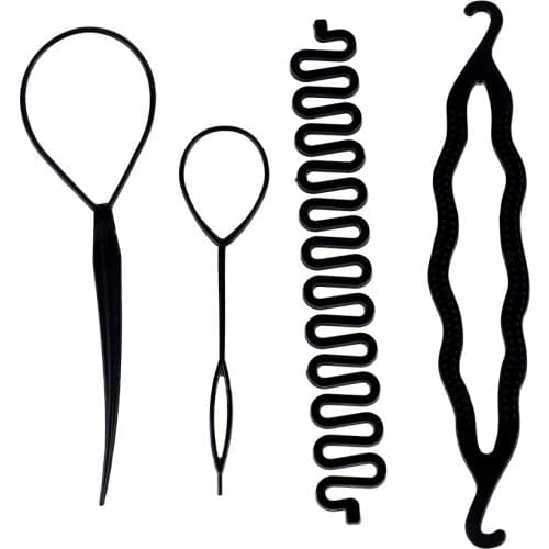 4pcs/set 3 Kinds Magic Hair Styling Accessories Set Braiders Hair Pin Bun Roller Maker Hair Braiding Twist Curler Styling Barber
