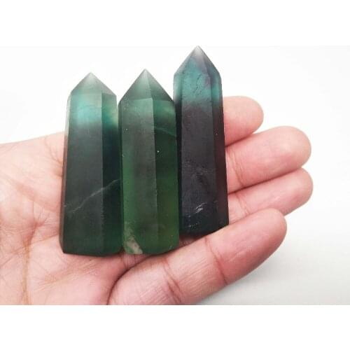 Natural green fluorite quartz wand point Healing mineral tower for healing stones
