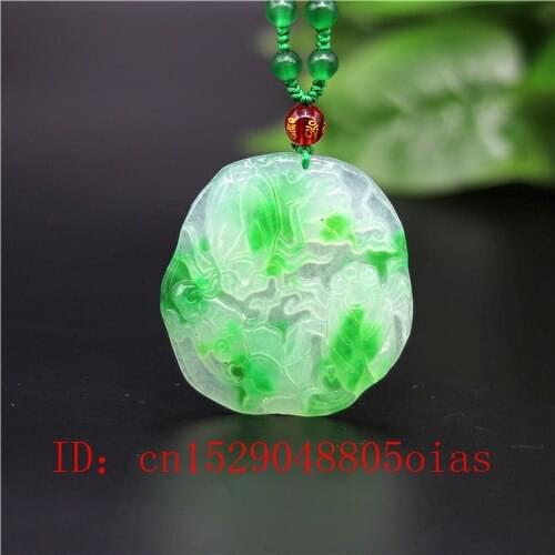 Natural Green A Emerald Jade Cicada Pendant Beads Necklace Charm Jadeite Jewellery Fashion Carved Amulet Gifts for Women Men