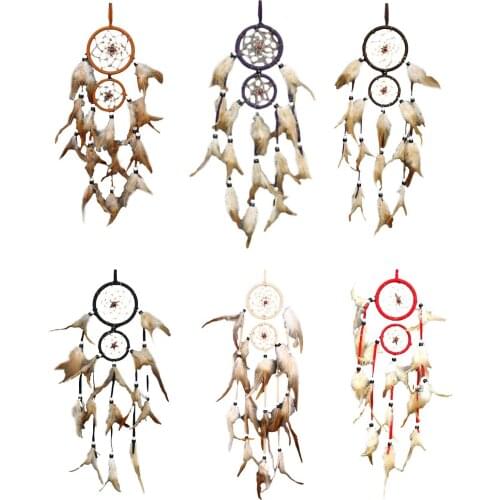 New Handwoven Dream Catcher Wall Hanging Decoration Feather Wind Chime Fumigated Feathers Pure Handmade Window Ornament