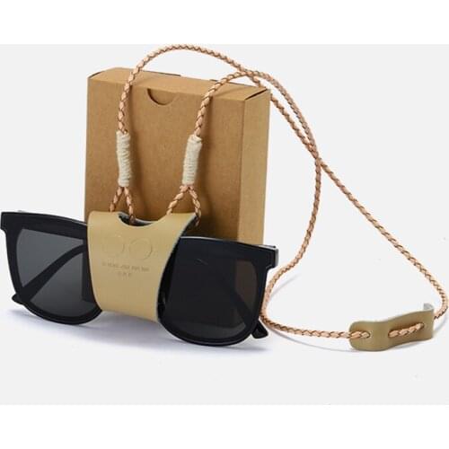 New Hanging neck Clip Glasses Bags Women Man Portable Case Genuine Leather Sun Box For Eyeglass Sunglasses Cute Protection Cover