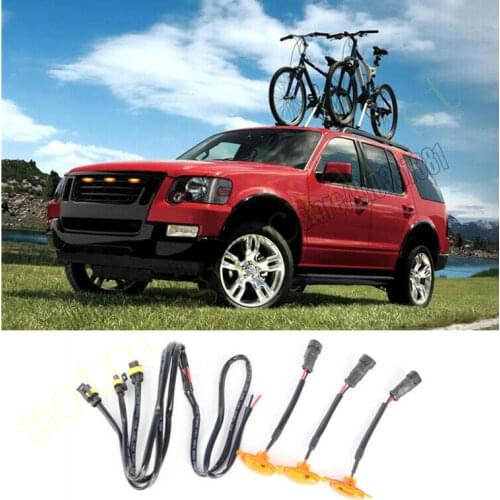 NEW For Ford Explorer 2006-2010 Front Grille LED Light Raptor Style Grill Trim 3pcscar accessories