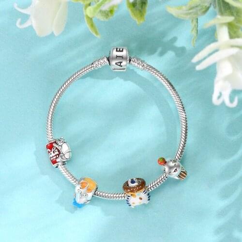 Cat Shape Gourmet Pendant Series 925 Sterling Silver Food Charms Fit Original Trend Beads Diy Bracelets Women Jewerly Making