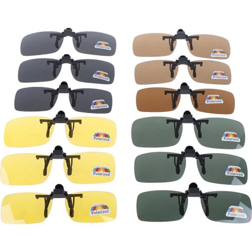 Clip-on Polarized Day Night Vision Flip-up Lens Driving Glasses Sunglasses