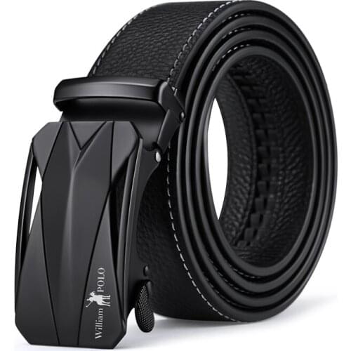WilliamPolo brand mens luxury fashion casual business top mens belt personality alloy automatic buckle belt 18366p
