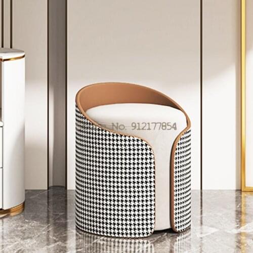 Nordic Light Luxury Makeup Stool Home Sofa Stool Door Shoe Stool Back Chair Creative Bedroom Dressing Back Stool