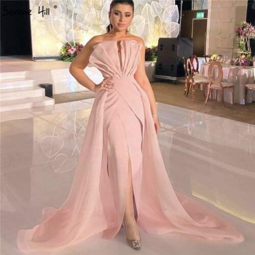 Pink Strapless Sexy Simple Evening Dresses 2020 Off Shoulder Mermaid Elegant Evening Dress Serene Hill LA70233