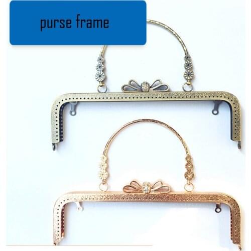 DIY women diamond tie buckle 25cm purse frame clasp with handle bag making accessories hardware 2pcs/lot