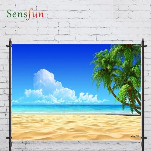 LEVOO Photographic Background Summer Beach Ocean Tree Blue Sky Photocall Photobooth Studio Photography Backdrop