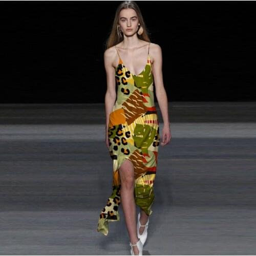 Silk floral sleeping dress 2020 spring summer women long casual sexy beach sling dresses plus size with shoulder straps tailored