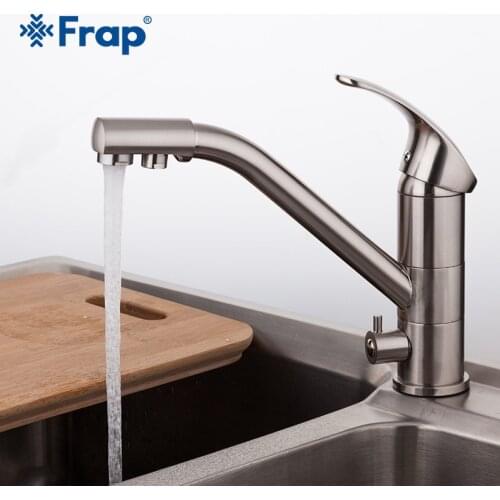 High-end Brass Body Nickel Brushed Kitchen faucet sink Mixer tap 360 degree rotation with Water purification features F4321-5