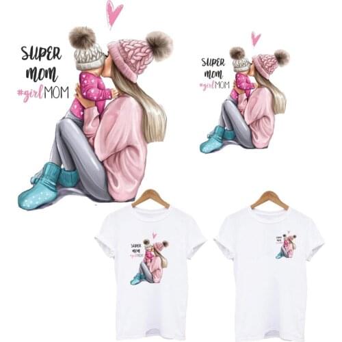 Super Mom& Baby Thermal Transfers Sticker On Clothes Of One Application Heat-sensitive Iron On Patches For T-shirt Hoodies Decor