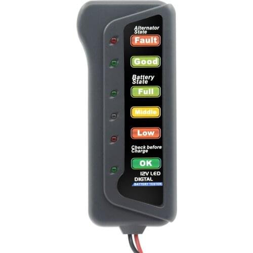 12V Auto Car Digital Battery Tester Alternator 6 LED Light for Cars Vehicle 12V Car Battery-Tester Diagnostic Tool