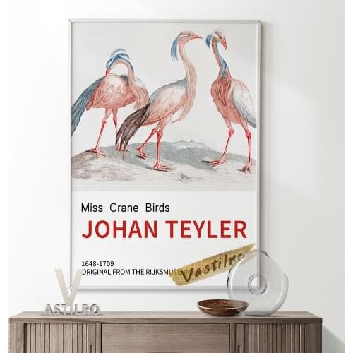 Johan Teyler Vintage Print Art Animal Poster Miss Crane Birds Exhibition Museum Canvas Painting Living Room Bedroom Home Decor