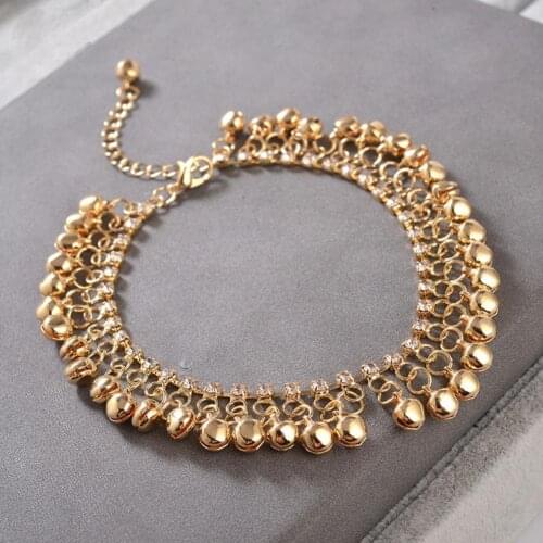 Vintage Women Rhinestone Bell Tassel Anklet Foot Chain Bracelet Jewelry Gift