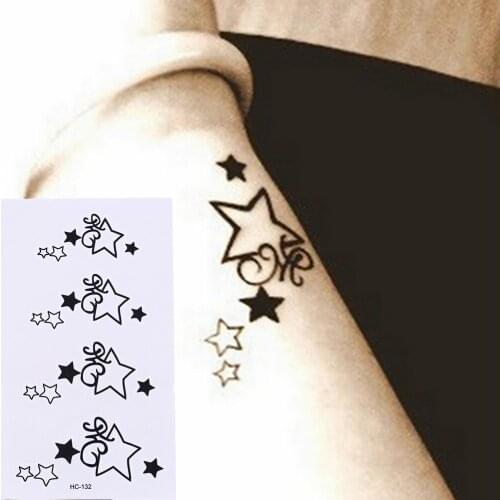 Waterproof Temporary Tattoo Five-pointed Star Tattoo Chain Arm Girl Small Size Tatto Stickers Flash Tatoo Fake Tattoos Tatouage
