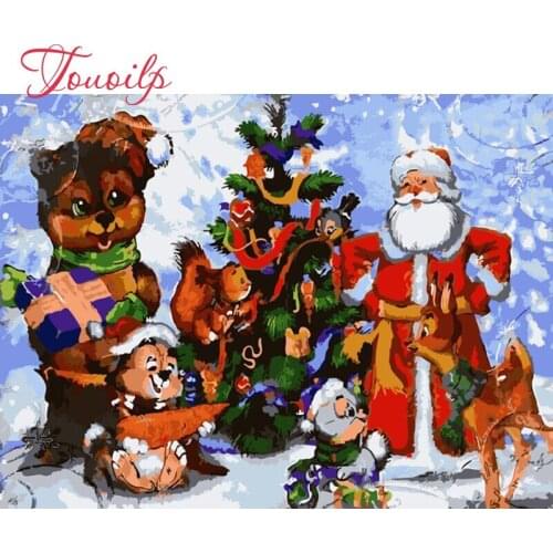 TOUOILP"Santa Claus Christmas tree dog "cross stitch,full square&round 5d diamond painting abstract,handcraft crafts,home decor
